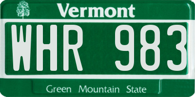 VT license plate WHR983