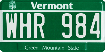 VT license plate WHR984