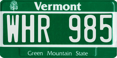 VT license plate WHR985