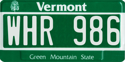 VT license plate WHR986
