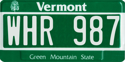 VT license plate WHR987