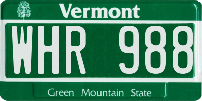 VT license plate WHR988