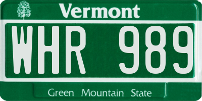 VT license plate WHR989