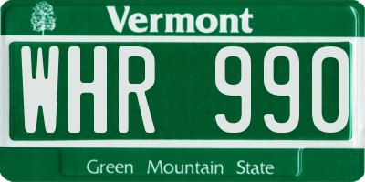 VT license plate WHR990