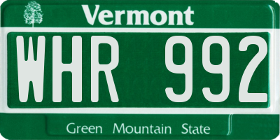 VT license plate WHR992