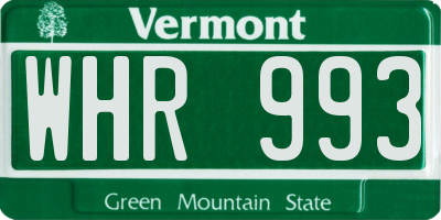 VT license plate WHR993