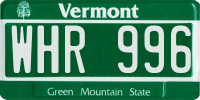 VT license plate WHR996