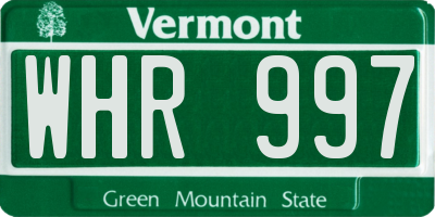 VT license plate WHR997