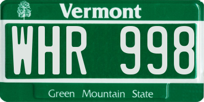 VT license plate WHR998