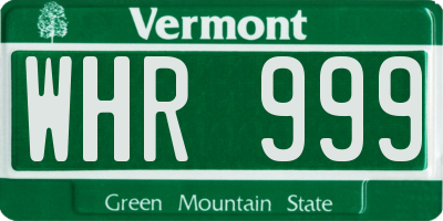 VT license plate WHR999