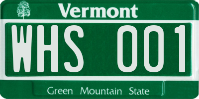 VT license plate WHS001