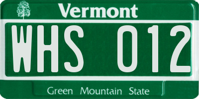 VT license plate WHS012