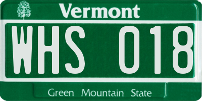 VT license plate WHS018