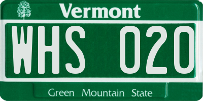 VT license plate WHS020