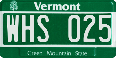 VT license plate WHS025