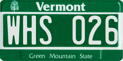 VT license plate WHS026