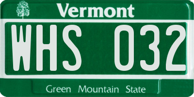VT license plate WHS032