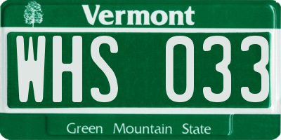 VT license plate WHS033