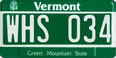 VT license plate WHS034