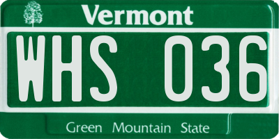 VT license plate WHS036