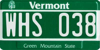 VT license plate WHS038