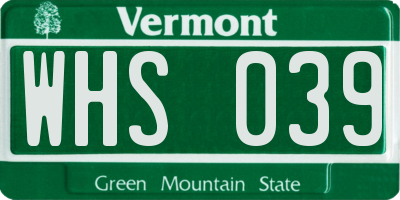 VT license plate WHS039
