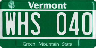 VT license plate WHS040