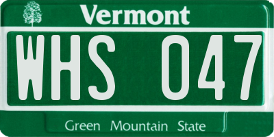 VT license plate WHS047
