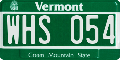 VT license plate WHS054