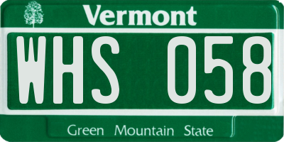 VT license plate WHS058