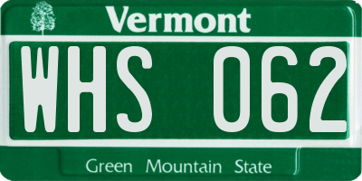 VT license plate WHS062