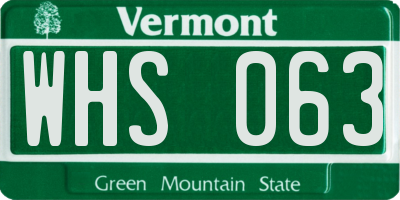 VT license plate WHS063