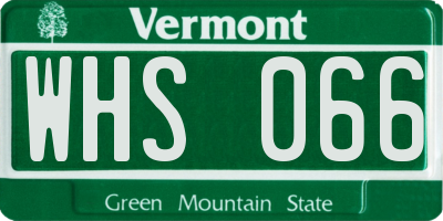 VT license plate WHS066