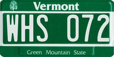 VT license plate WHS072