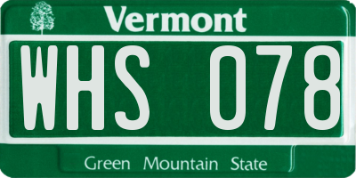 VT license plate WHS078