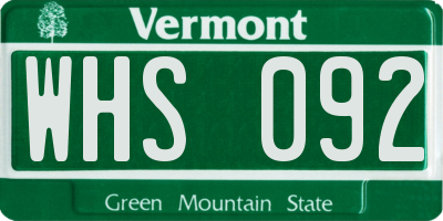 VT license plate WHS092