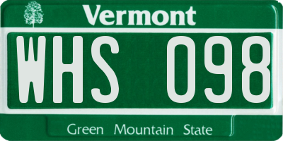 VT license plate WHS098