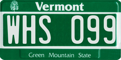 VT license plate WHS099