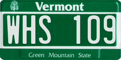 VT license plate WHS109