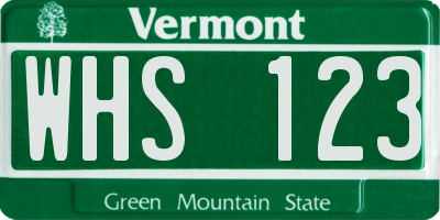 VT license plate WHS123