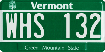 VT license plate WHS132