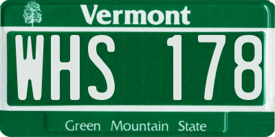 VT license plate WHS178