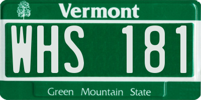 VT license plate WHS181