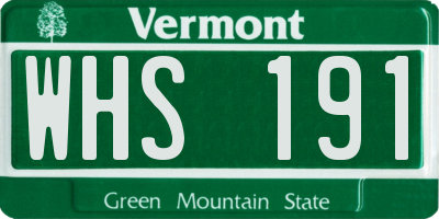 VT license plate WHS191