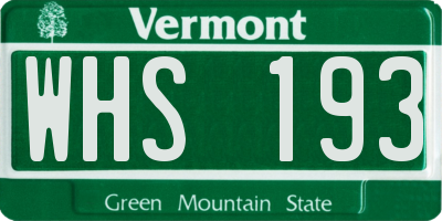 VT license plate WHS193