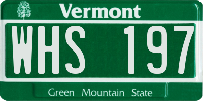 VT license plate WHS197