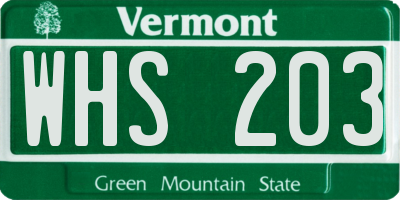 VT license plate WHS203
