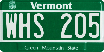 VT license plate WHS205