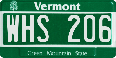 VT license plate WHS206