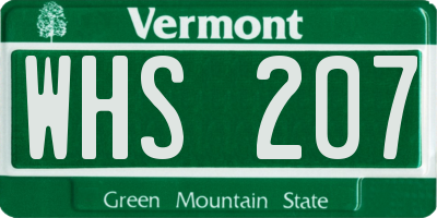 VT license plate WHS207